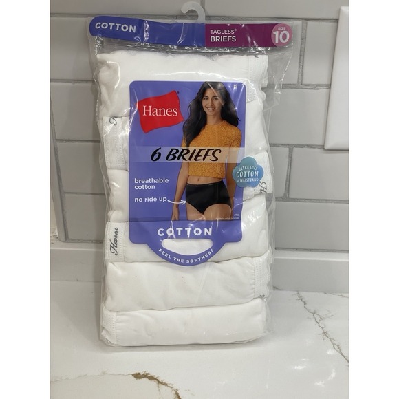 Hanes Other - Hanes‎ Briefs Panties Women 10/3XL White 6 Pack 100% Cotton Breathable New